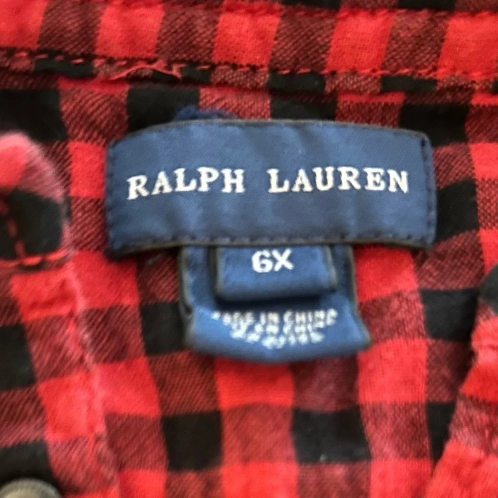 Girls RALPH LAUREN Red Plaid Cotton Top